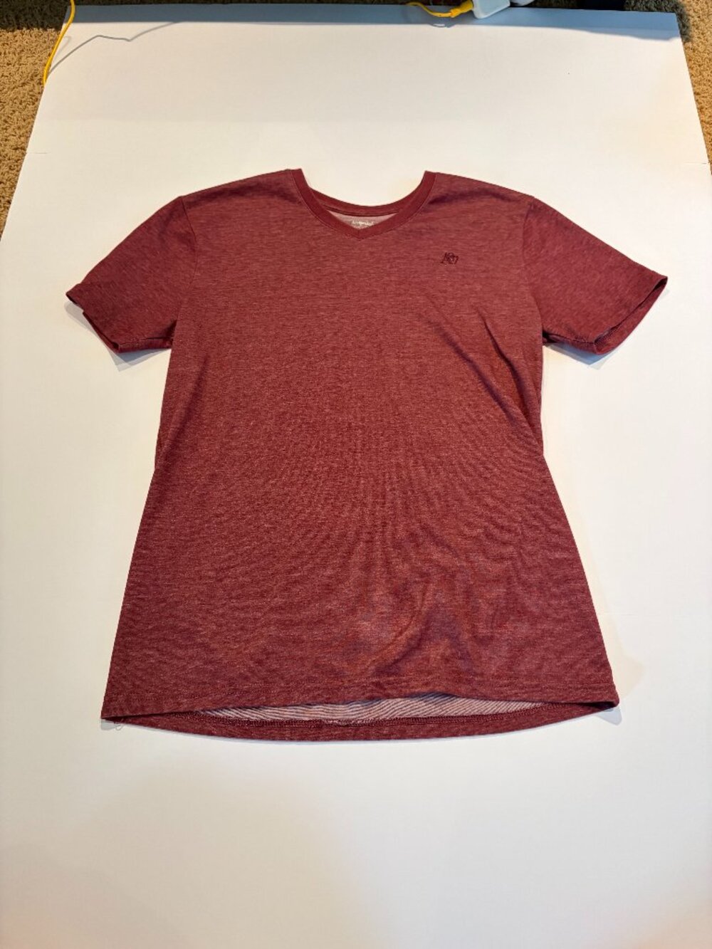 Aeropostale Burgundy V-Neck T-Shirt Embroidered Logo Size M